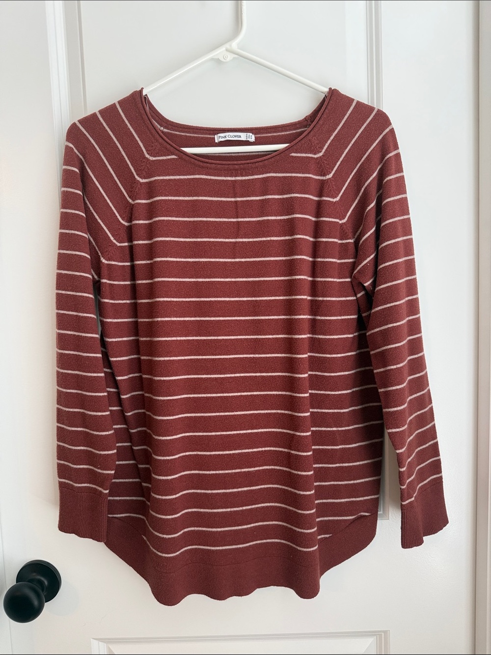 Pink Clover Rust and Cream Stripe Crewneck Long Sleeve Top